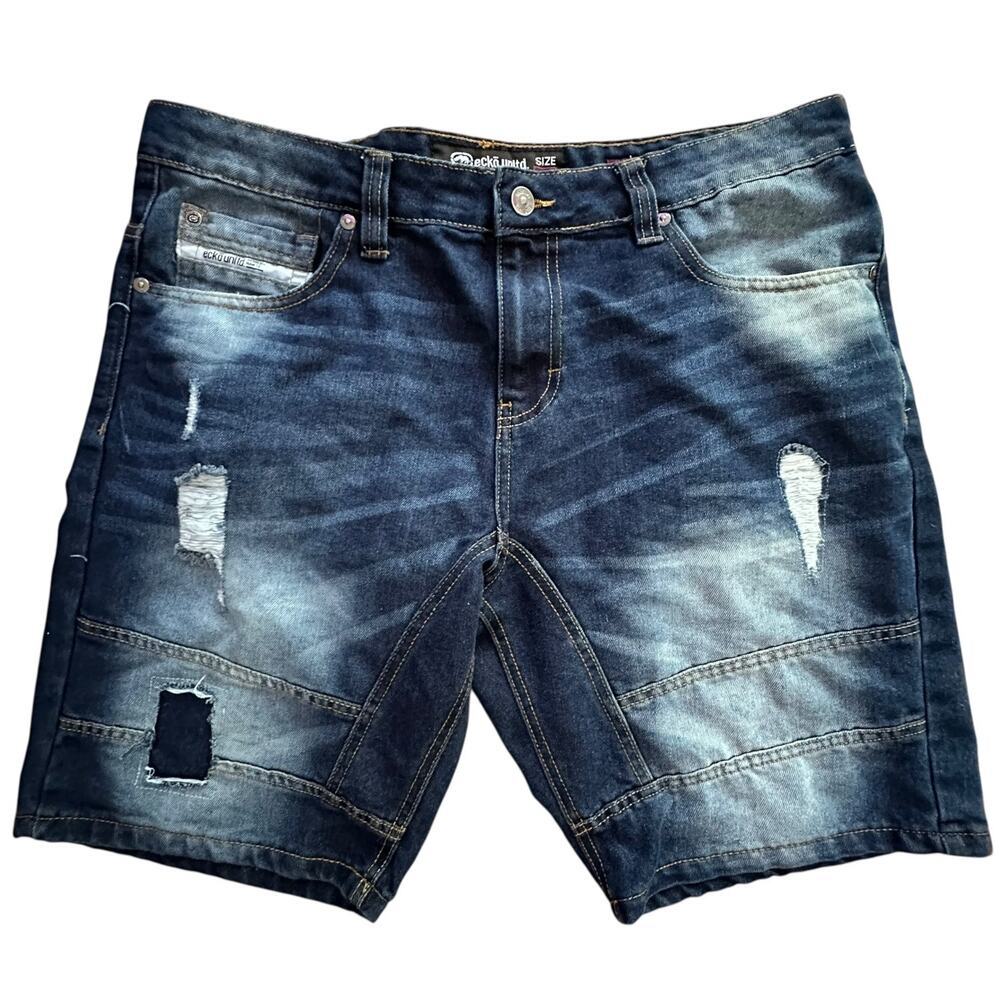 ECKO Unltd. Men's Jean Medium Shorts Blue 759 Relaxed Fit Size 36 - Y2K Jorts